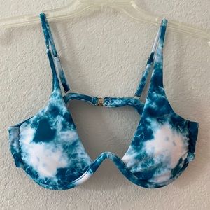 Zaful Sea Green Tie Dye Underwire 3 Piece Bikini M